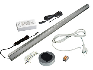 Комплект угл. профиля 0,5м с LED лентой/холодный свет/выкл/сет.шнур