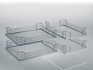 4 полки, Волшебный уголок, 450-600 мм, Арена КЛАССИК, хром, цвет дна серый, антислип, Art. 462070005, Kessebohmer