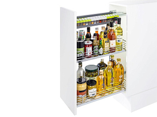 Комфорт II  250 мм, правый, высота 654 мм, Арена КЛАССИК, 2 полки, хром, цвет дна серый, Art. 2377170005, Kessebohmer