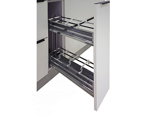 Бутылочница 200 мм на направляющих с доводчиком FLORA, KR05/1/3/200/L, хром, левая, Boyard