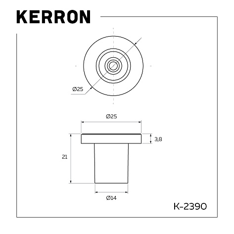 Ручка мебельная, кнопка K 2390, чёрный матовый, Kerron