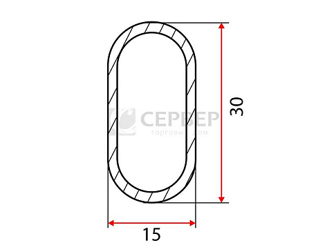 Труба овальная 30х15x3000х0,6мм, сталь, хром