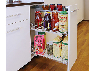 Комфорт II  200 мм, левый, высота 654 мм, Арена КЛАССИК, 2 полки, хром, цвет дна серый, Art. 2377120005, Kessebohmer