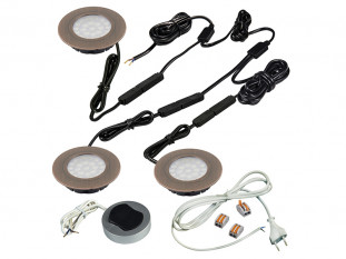 Компплект из 3-х LED свет-ков Polo 220V врезной/бронза/тепл.свет/выкл/сет.шнур