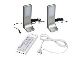 Комплект из 2-х LED свет-ков Angulis-2с сенсором/серебро/теплый свет/блок пит/сет.шнур
