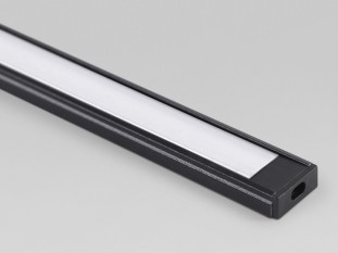Профиль накладной алюминиевый для светодиодной ленты 3528/5050 чёрный матовый комплекте с мат. экраном, заглушками и крепежем, 14.5х6х2000 мм SP261B