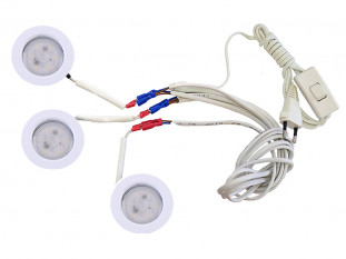 Комплект 3 LED врезных светильников FT-9228 220V, (сетевой шнур с выкл. в упаковке), нейтральный 4000K, белый
