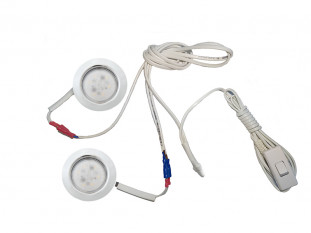 Комплект 2 LED врезных светильников FT-9228 220V, (сетевой шнур с выкл. в упаковке), нейтральный 4000K, хром