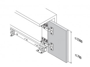 Комплект фурнитуры для поворотно-выдвижных дверей 1319 (5,5 IF), направляющая 550 мм Art. 408.07.556, Hafele