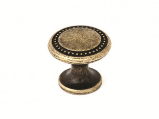 Ручка мебельная, кнопка RC053AB, Китай, металл, старая бронза