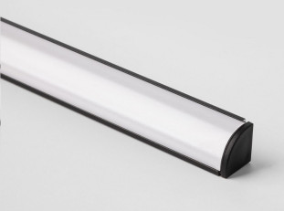 Профиль угловой радиусный алюминиевый для светодиодной ленты, черный анод. с мат. экраном, заглушками и крепежом, 16х16х2000 мм SP280B