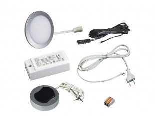 Комплект из 1-го LED светильника Palis-19 кругл. серебро/нейтр.свет/блок/выкл/сет.шнур