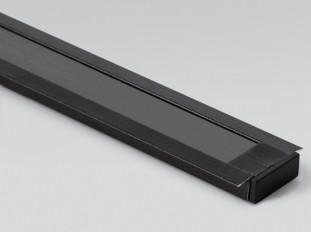 Профиль врезной алюминиевый для светодиодной ленты 3528/5050 чёрный матовый, в комплекте с черным экраном и заглушками 22х6х2000 мм. SP251B2