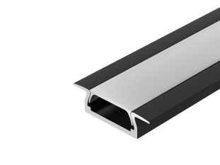 Профиль врезной алюминиевый для светодиодной ленты 3528/5050 чёрный матовый, в комплекте с матовым экраном и заглушками, 22х6х2000мм SP251В
